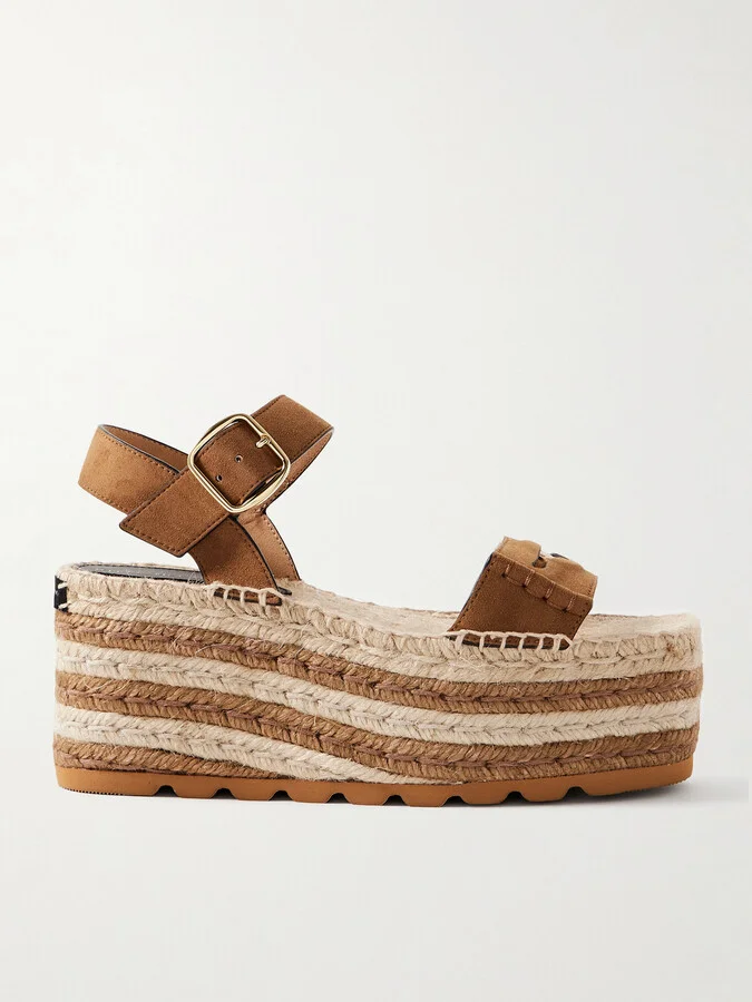 Stella McCartney - Gaia Suede Platform Sandals - Brown