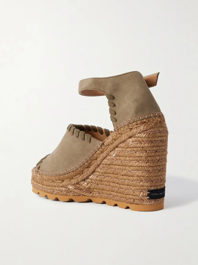 Stella McCartney - Gaia Wedge Espadrilles - Green - Image 3