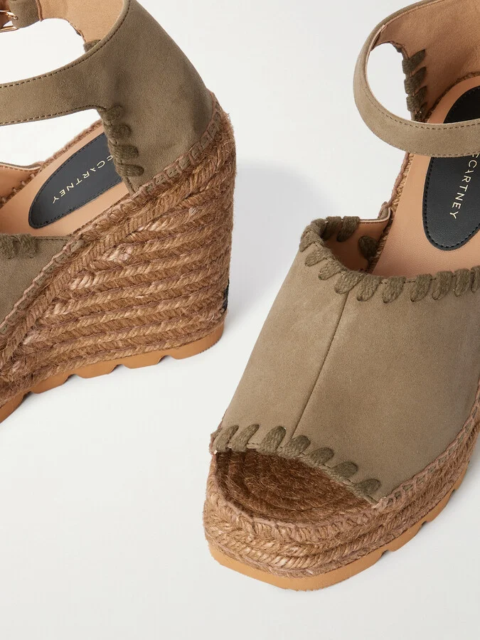 Stella McCartney - Gaia Wedge Espadrilles - Green - Image 4
