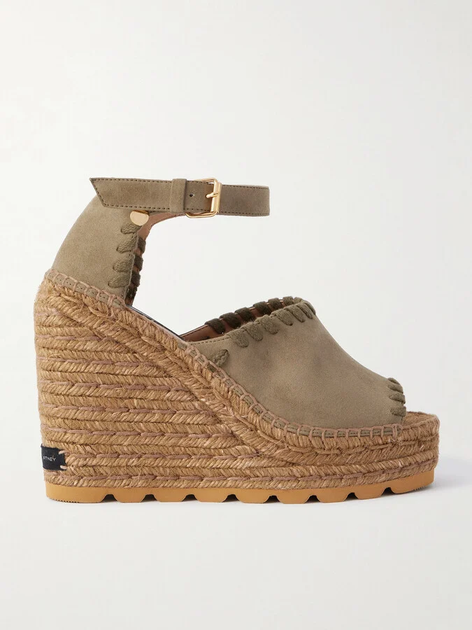 Stella McCartney - Gaia Wedge Espadrilles - Green