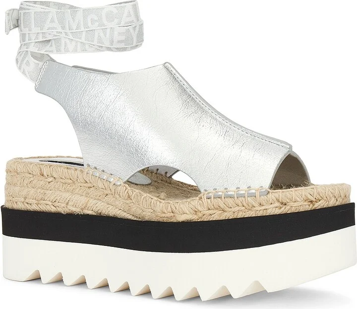 Stella McCartney Gaia Wrinkly Metallic Sandal in Metallic Silver - Image 2