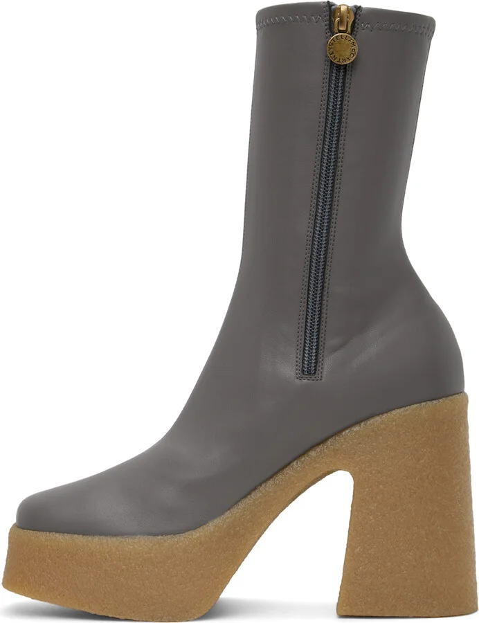 Stella McCartney Gray Skyla Heeled Boots - Image 3