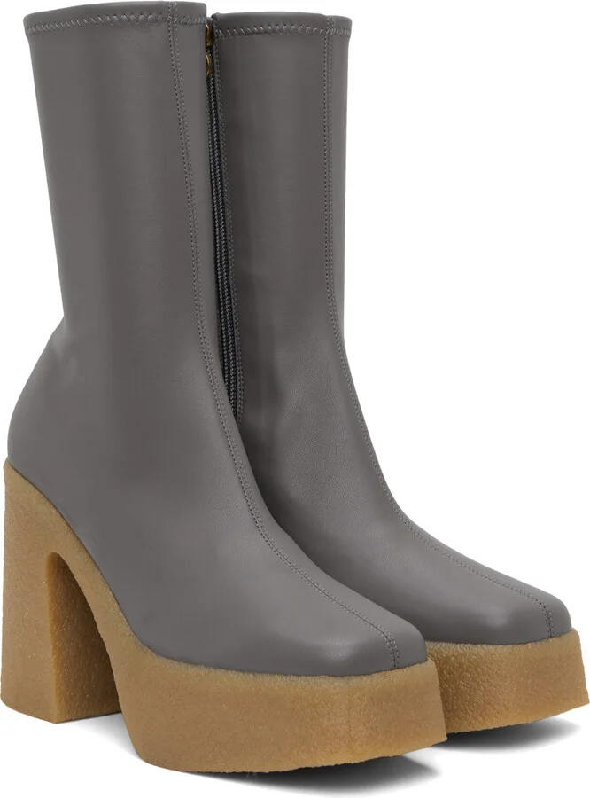 Stella McCartney Gray Skyla Heeled Boots - Image 4