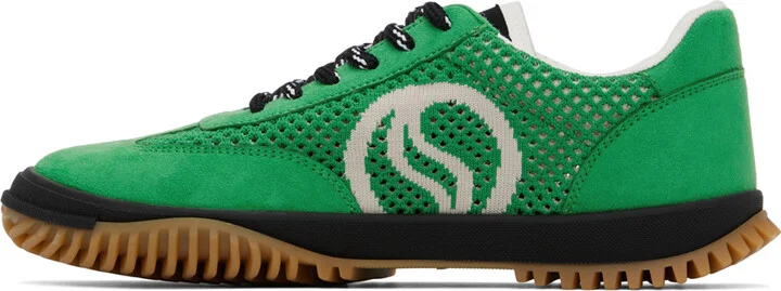 Stella McCartney Green S-Wave Sport Mesh Paneled Sneakers - Image 3