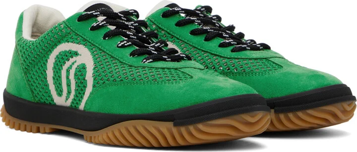 Stella McCartney Green S-Wave Sport Mesh Paneled Sneakers - Image 4