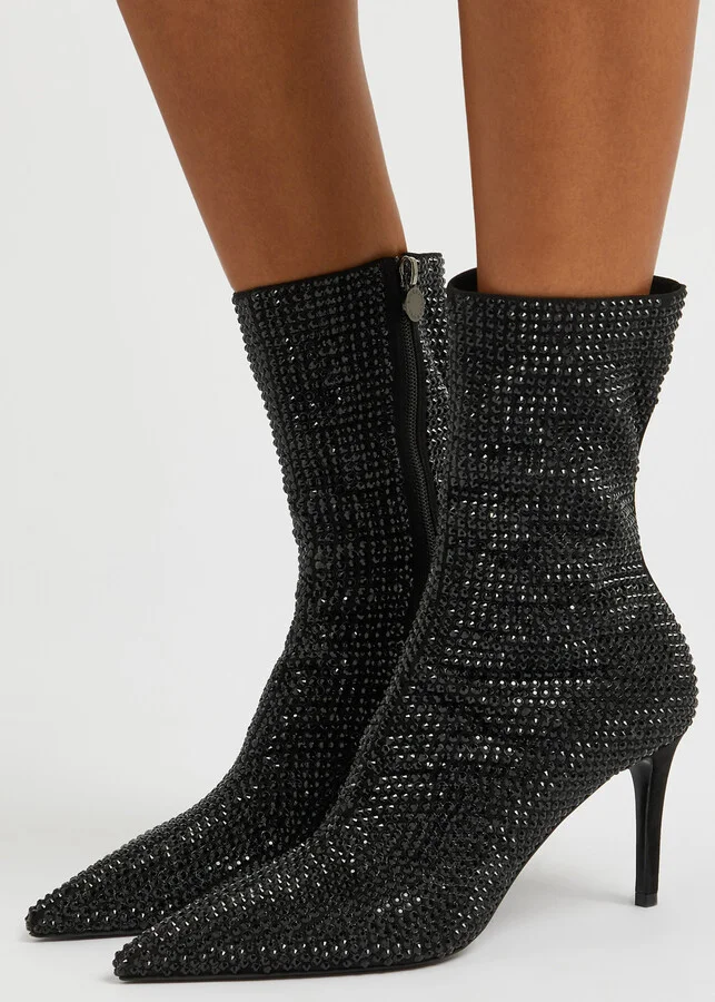 Stella Mccartney Iconic 90 Embellished Faux Suede Ankle Boots - Image 5