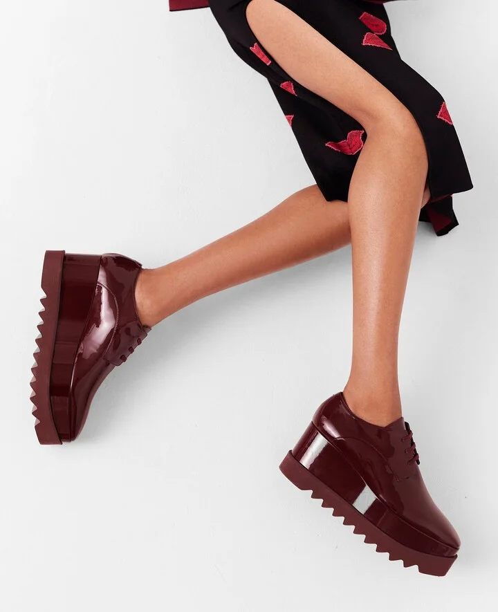 Stella McCartney - Limited Edition Elyse Monochrome Platforms, Woman, Glossy burgundy, Size: 34 - Image 2