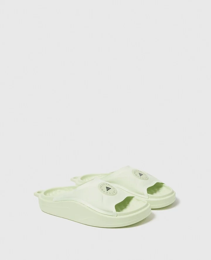 Stella McCartney - Logo Slides, Woman, Halo Green/Carbon Black, Size: 9 - Image 2
