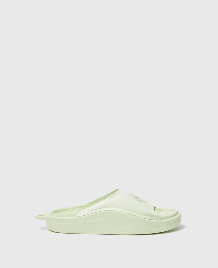 Stella McCartney - Logo Slides, Woman, Halo Green/Carbon Black, Size: 9