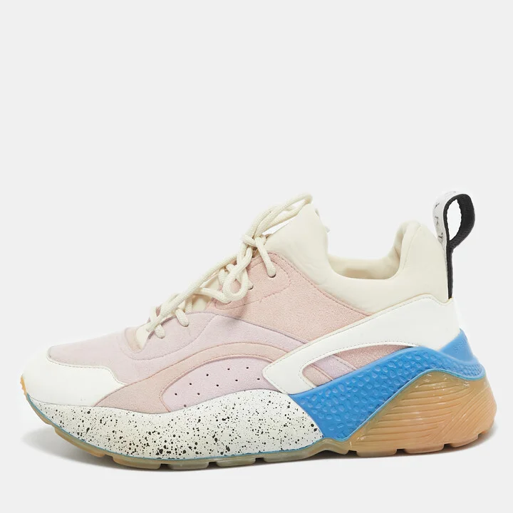 Stella McCartney Multicolor Faux Leather and Faux Suede Eclypse Lace Up Sneakers Size 39
