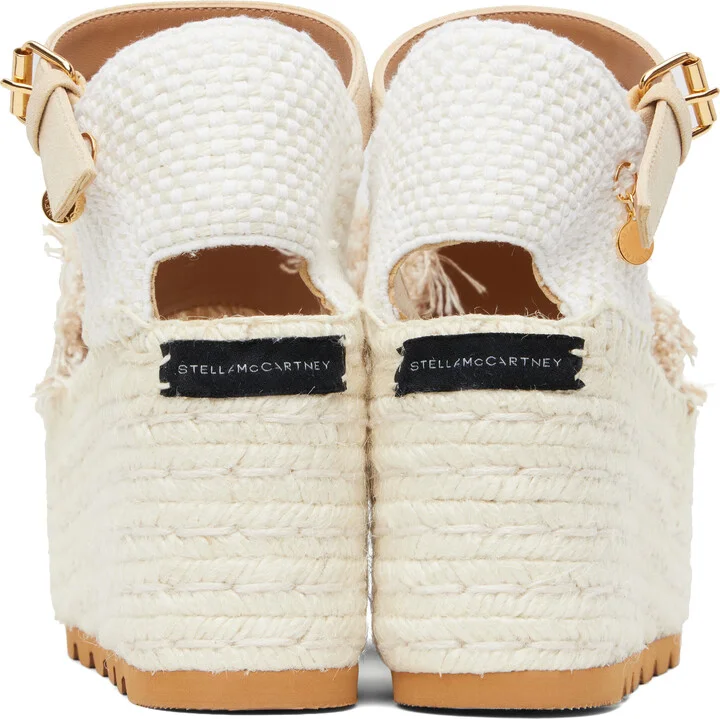 Stella McCartney Off-White & Beige Gaia Platform Espadrille Wedge Sandals - Image 2