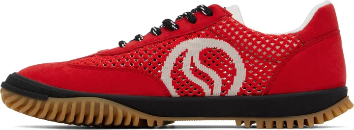 Stella McCartney Red S-Wave Sport Mesh Paneled Sneakers - Image 3