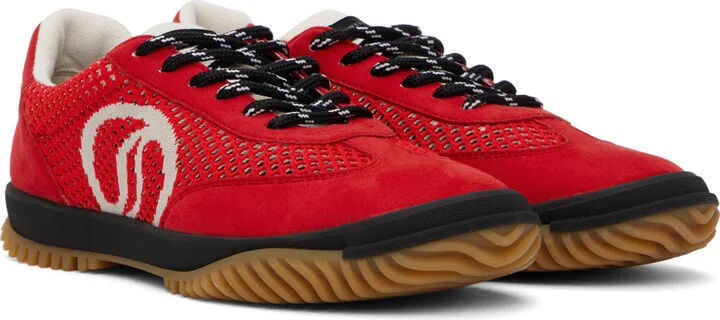 Stella McCartney Red S-Wave Sport Mesh Paneled Sneakers - Image 4