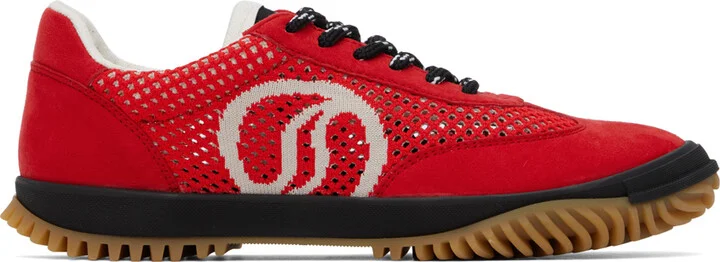 Stella McCartney Red S-Wave Sport Mesh Paneled Sneakers