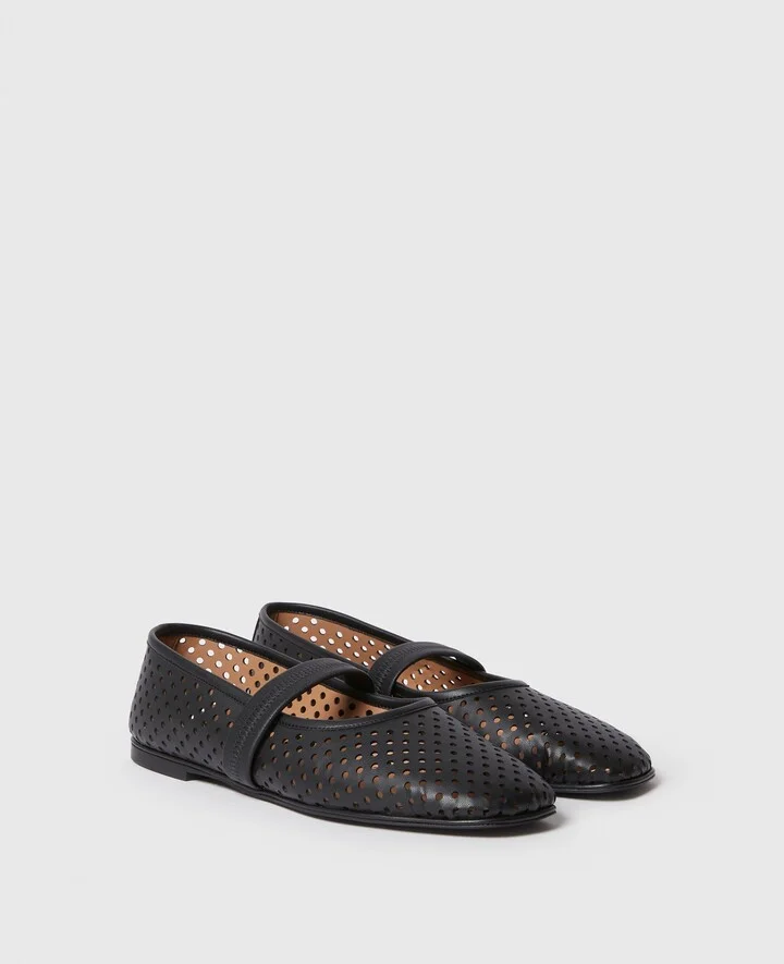 Stella McCartney - Ryder Perforated Ballet Flats, Woman, Black, Size: 36 - Image 2