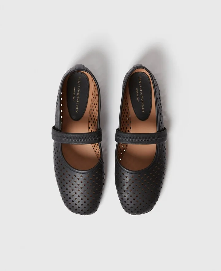Stella McCartney - Ryder Perforated Ballet Flats, Woman, Black, Size: 36 - Image 4