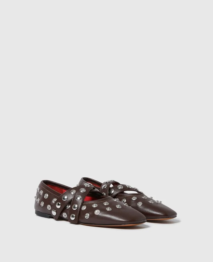 Stella McCartney - Ryder Popper-Studded Ballet Flats, Woman, Moka, Size: 35 - Image 2