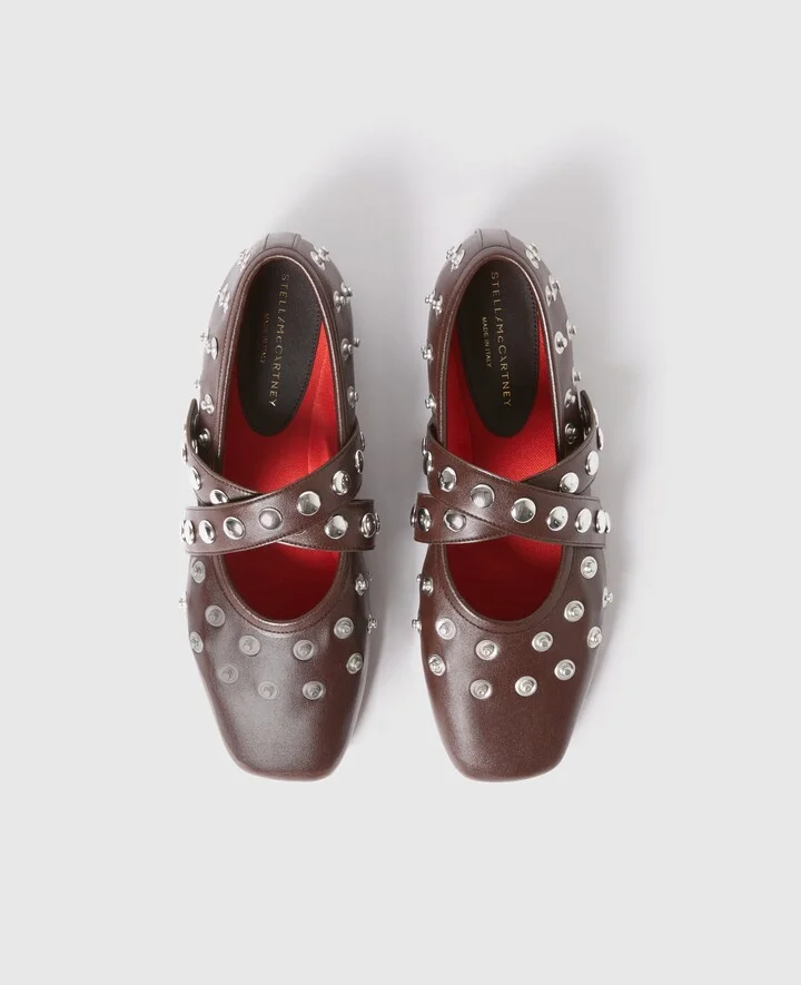 Stella McCartney - Ryder Popper-Studded Ballet Flats, Woman, Moka, Size: 35 - Image 4