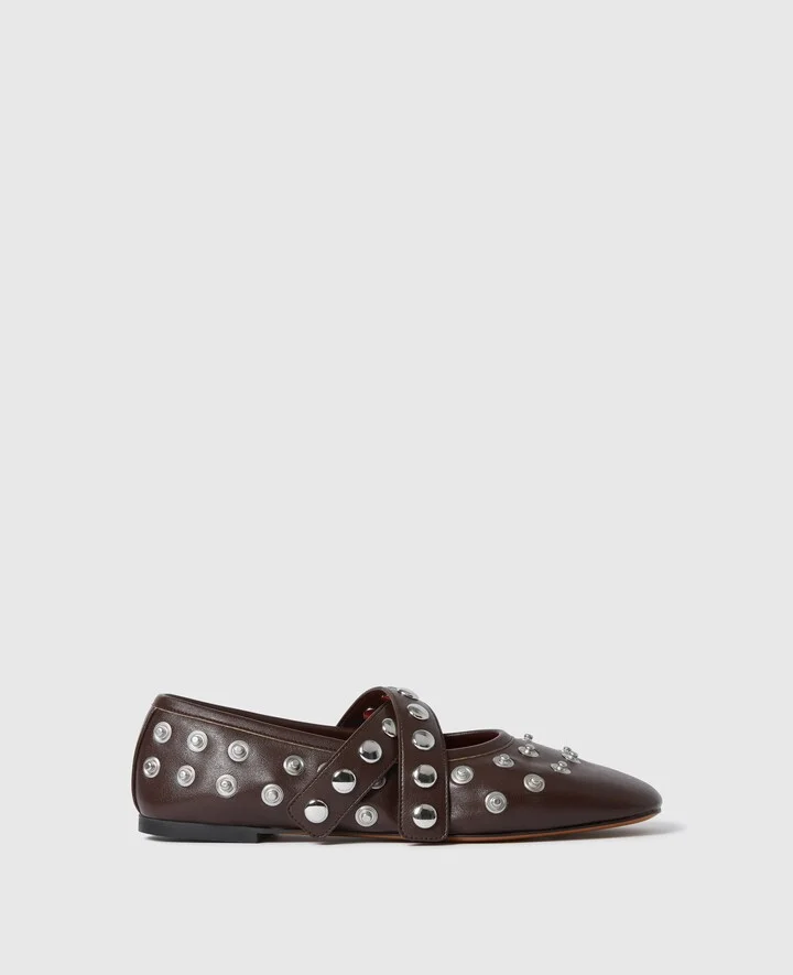 Stella McCartney - Ryder Popper-Studded Ballet Flats, Woman, Moka, Size: 35