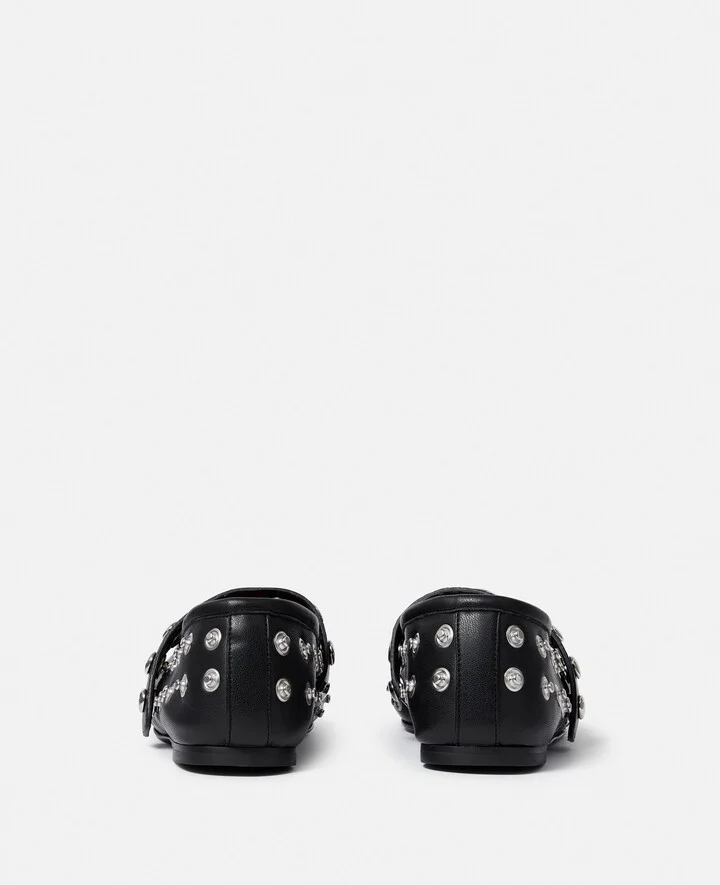 Stella McCartney - Ryder Popper-Studded Ballet Flats, Woman, Pitch black, Size: 35 - Image 4