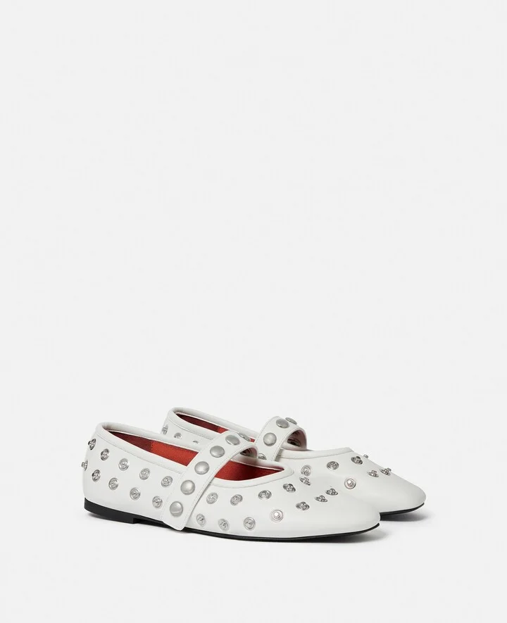 Stella McCartney - Ryder Popper-Studded Ballet Flats, Woman, Pitch black, Size: 35 - Image 6