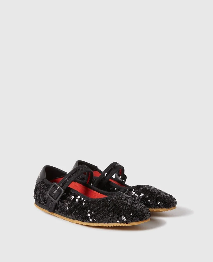 Stella McCartney - Ryder Sequin Ballet Flats, Woman, Black, Size: 35 - Image 2
