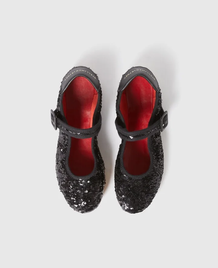 Stella McCartney - Ryder Sequin Ballet Flats, Woman, Black, Size: 35 - Image 4