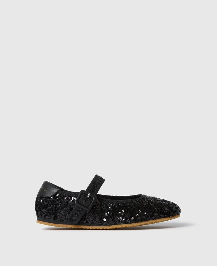 Stella McCartney - Ryder Sequin Ballet Flats, Woman, Black, Size: 35