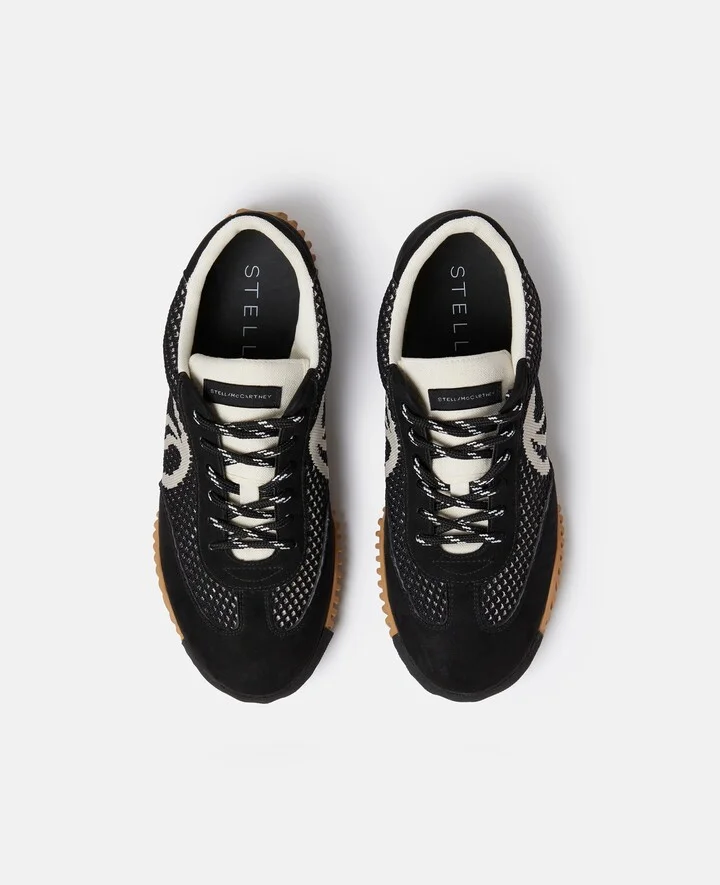 Stella McCartney - S-Wave Sport Mesh Paneled Sneakers, Woman, Midnight black, Size: 35 - Image 4