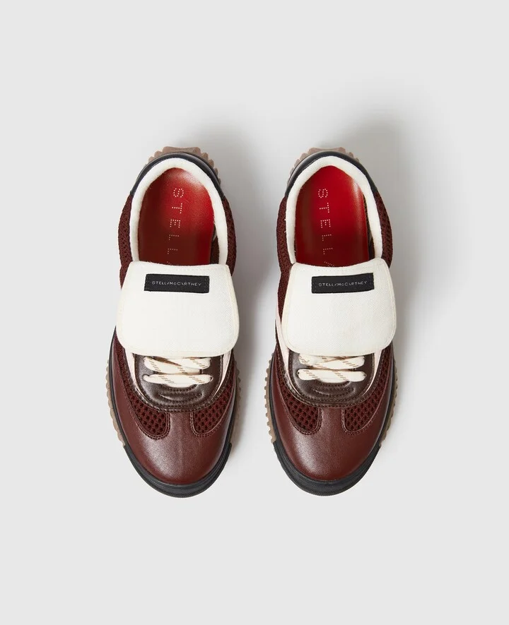 Stella McCartney - S-Wave Sport Mesh Paneled Sneakers, Woman, Wine, Size: 35 - Image 4