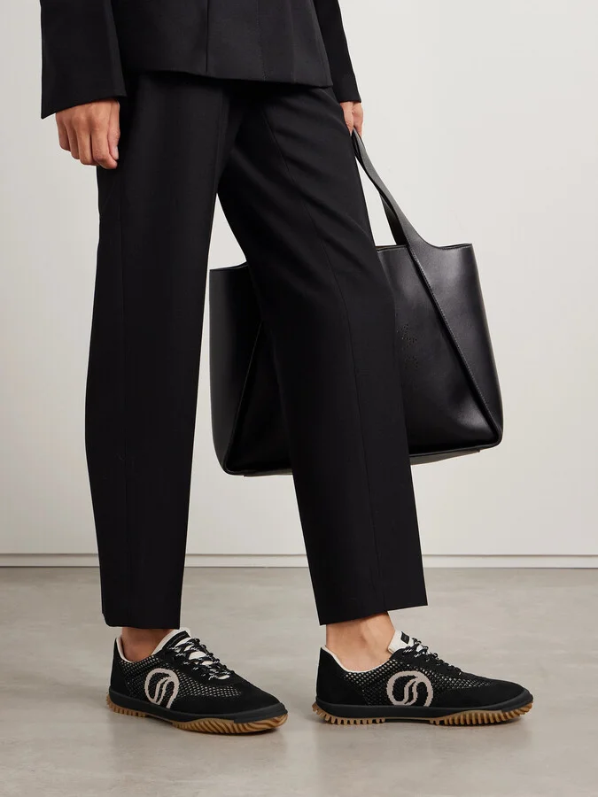 Stella McCartney - S-wave Sport Recycled-mesh And Vegan Suede Sneakers - Black - Image 2
