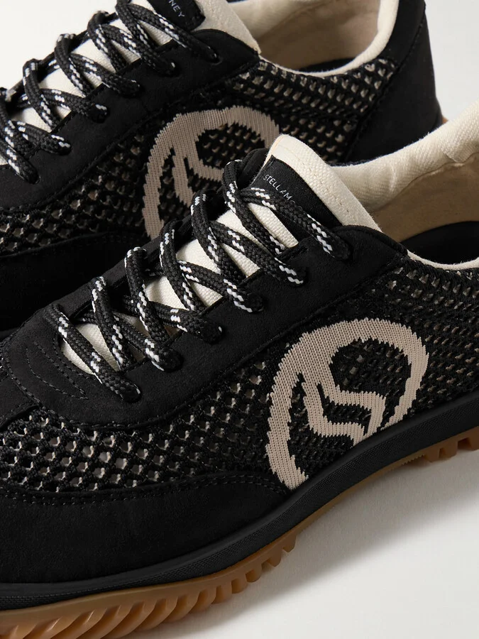 Stella McCartney - S-wave Sport Recycled-mesh And Vegan Suede Sneakers - Black - Image 4