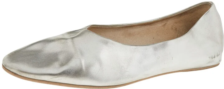 Stella McCartney Silver Faux Leather Ballet Flats Size 36