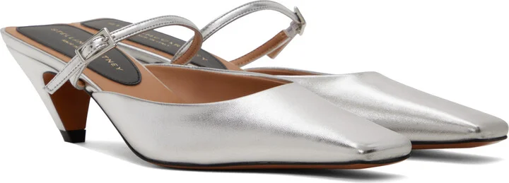 Stella McCartney Silver Stella Spur Kitten Heels - Image 4