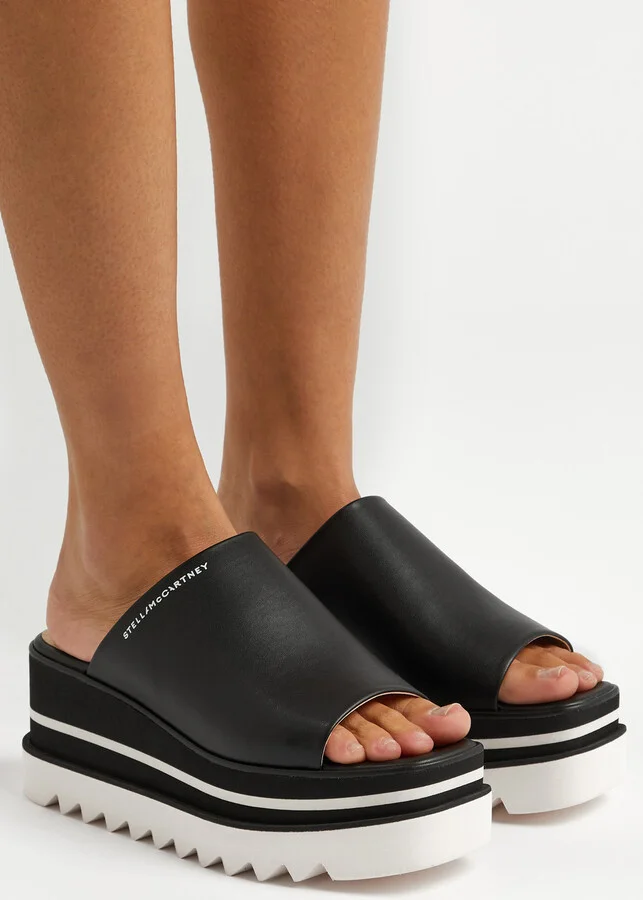 Stella Mccartney Sneak-elyse Faux Leather Flatform Sliders - Image 5