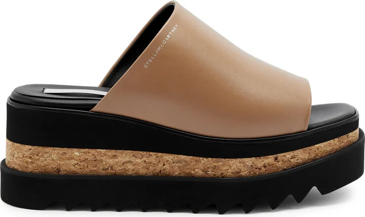Stella Mccartney Sneak-elyse Faux Leather Flatform Sliders