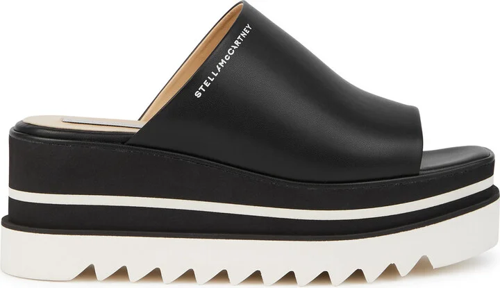 Stella Mccartney Sneak-elyse Faux Leather Flatform Sliders