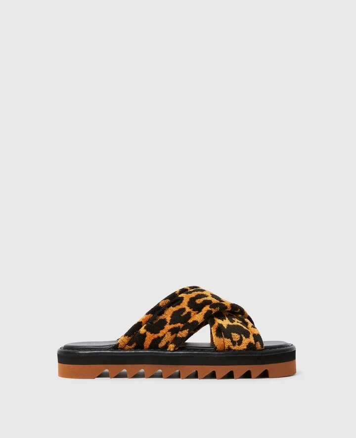 Stella McCartney - Sneak-Elyse Leopard Twisted Sandals, Woman, Leopard print, Size: 35