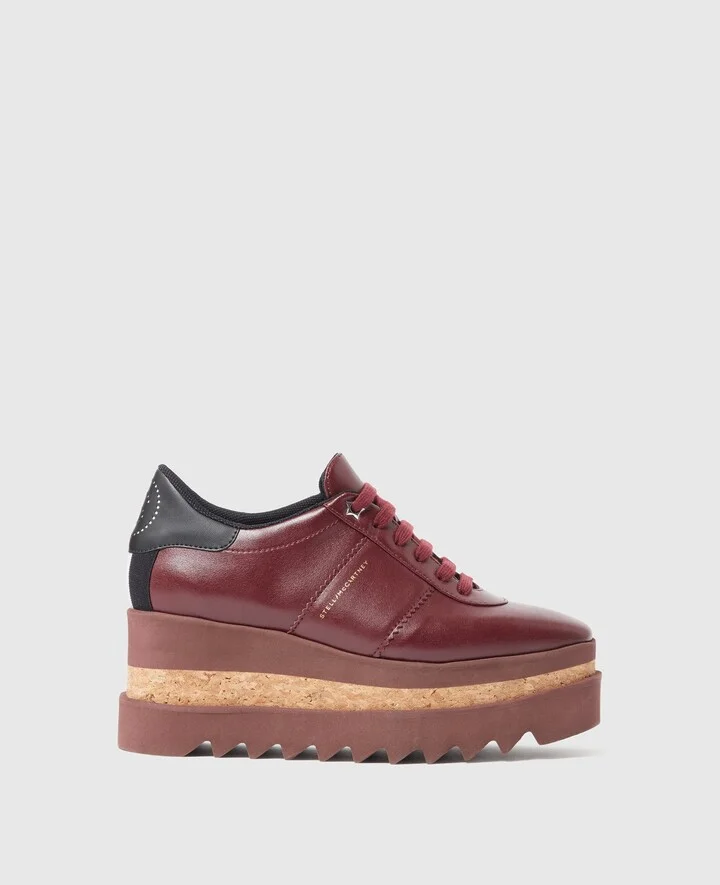 Stella McCartney - Sneak-Elyse Platform Trainers, Woman, Burgundy, Size: 34
