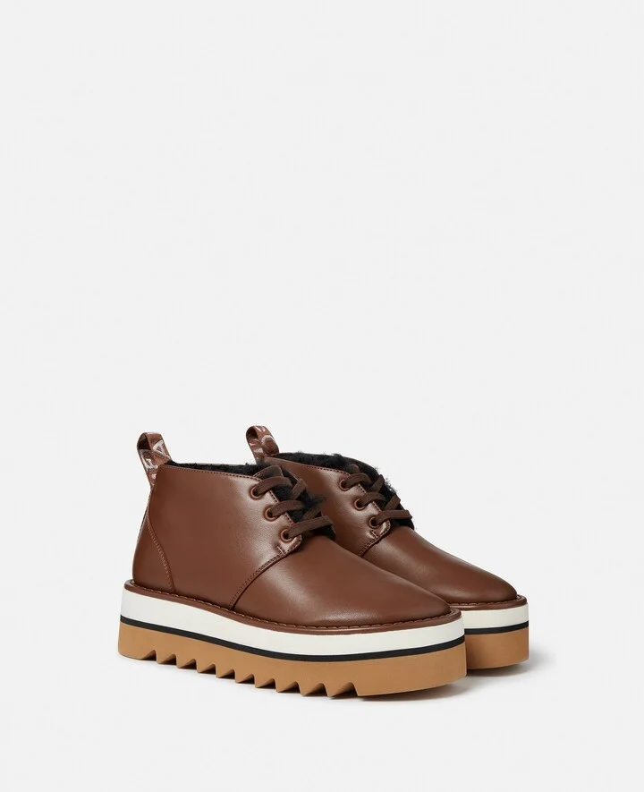 Stella McCartney - Sneak-Elyse Plush Teddy-Lined Desert Boots, Woman, Tortoiseshell brown, Size: 35 - Image 2