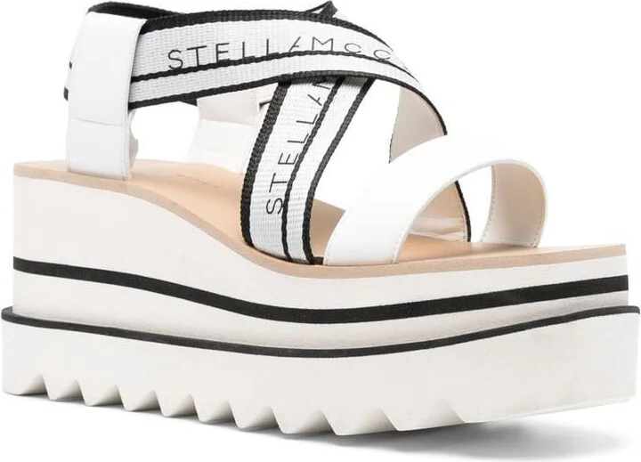 Stella McCartney Sneak-Elyse Striped Platform Sandals Shoes - Image 4