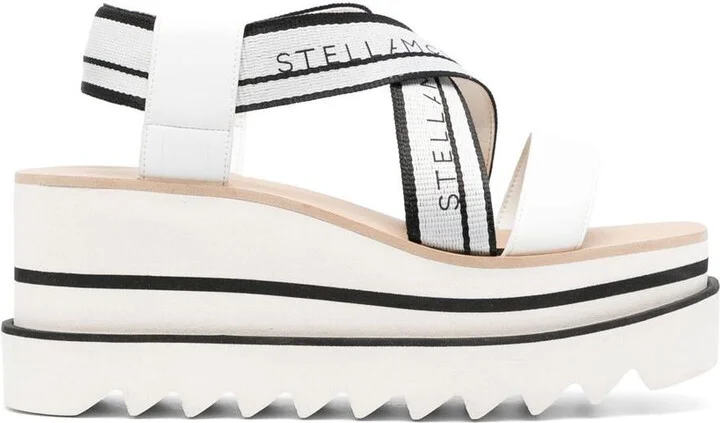 Stella McCartney Sneak-Elyse Striped Platform Sandals Shoes