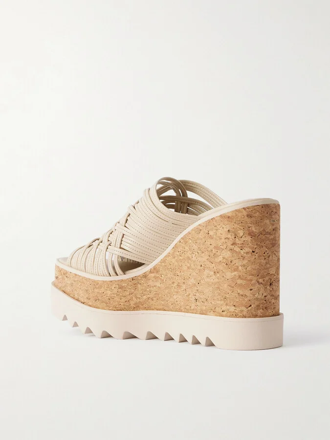 Stella McCartney - Sneak-elyse Woven Wedge Mules - Ecru - Image 3