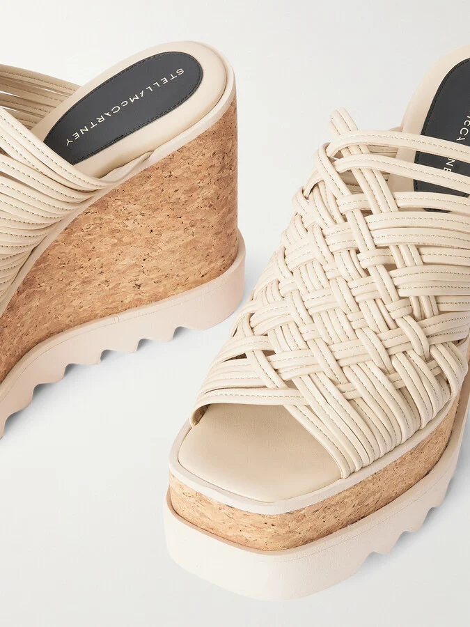Stella McCartney - Sneak-elyse Woven Wedge Mules - Ecru - Image 4