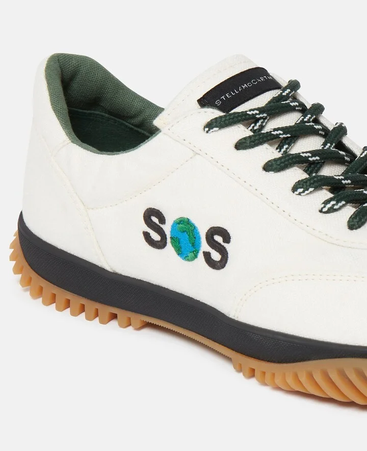 Stella McCartney - SOS Embroidered S-Wave Sport Trainers, Woman, Dune beige, Size: 35 - Image 5