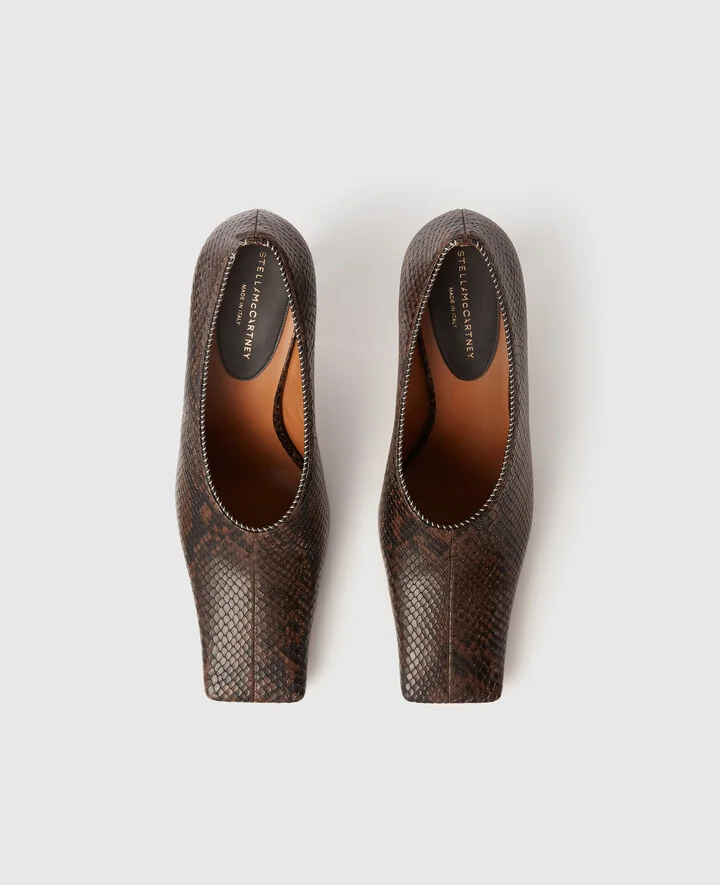 Stella McCartney - Square-Toe Snake Stiletto Pumps, Woman, Coffee, Size: 35 - Image 4