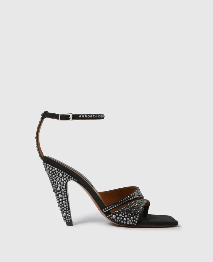 Stella McCartney - Stella Spur Crystal Hotfix Heeled Pump, Woman, Black, Size: 35