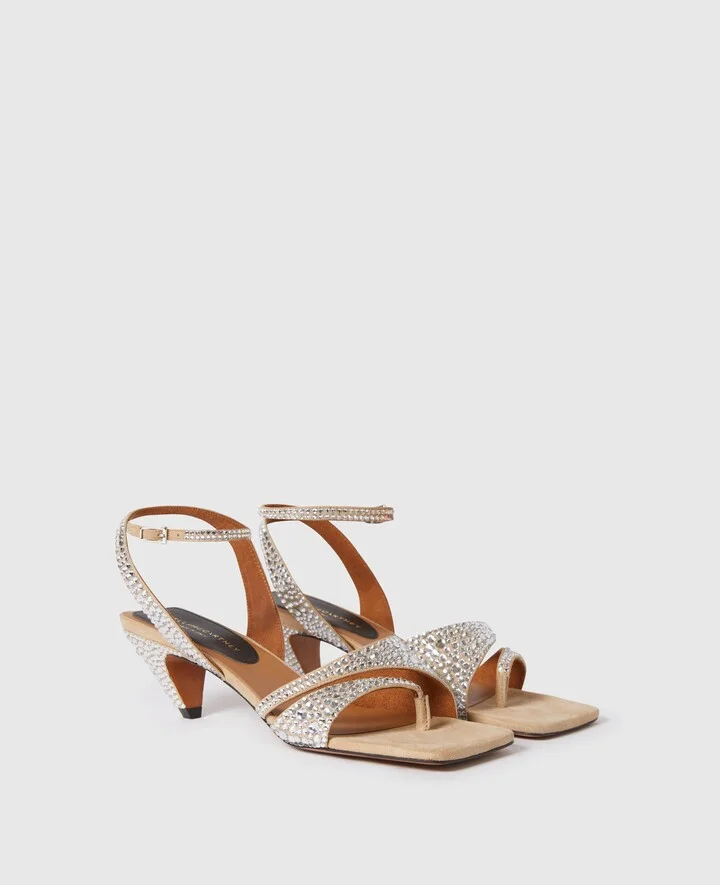 Stella McCartney - Stella Spur Crystal Hotfix Kitten Heels, Woman, Desert, Size: 35 - Image 2
