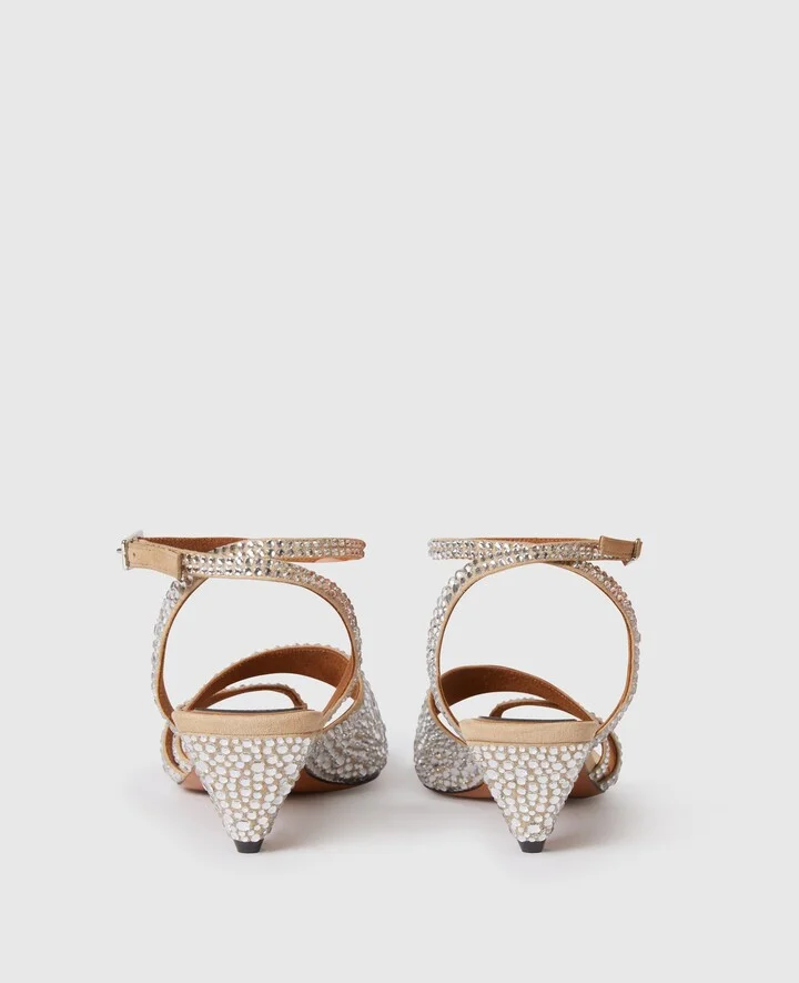 Stella McCartney - Stella Spur Crystal Hotfix Kitten Heels, Woman, Desert, Size: 35 - Image 3