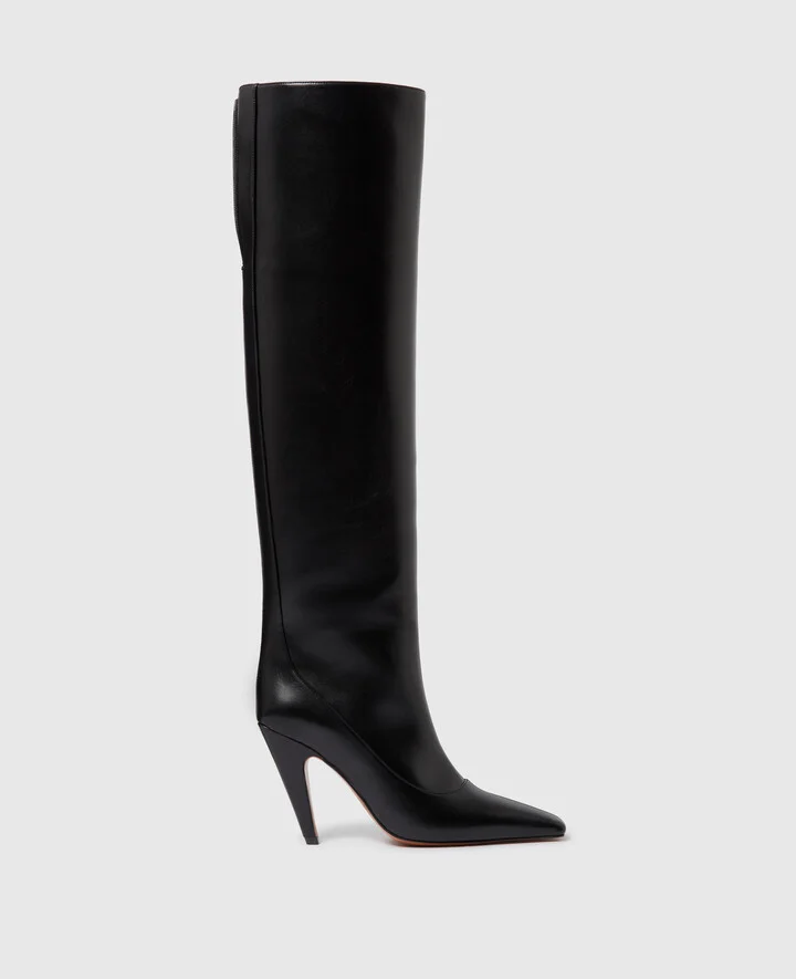 Stella McCartney - Stella Spur Knee-High Heeled Boots, Woman, Black, Size: 35